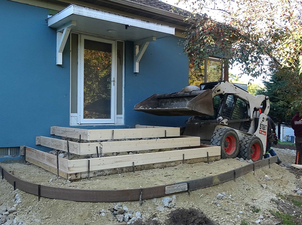 pouring stamped concrete stairs