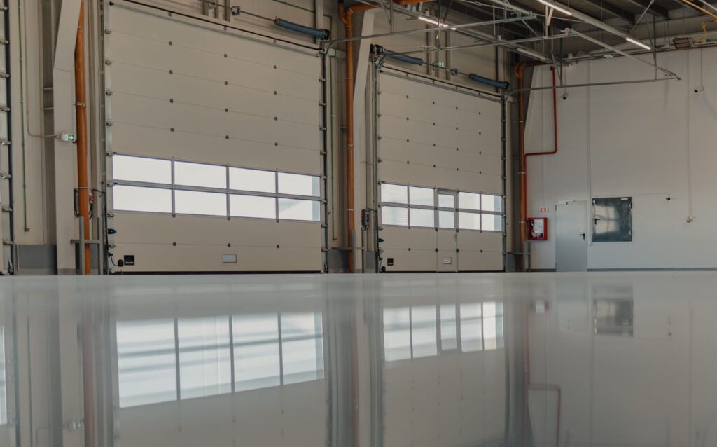 2-door garage with epoxy flooring